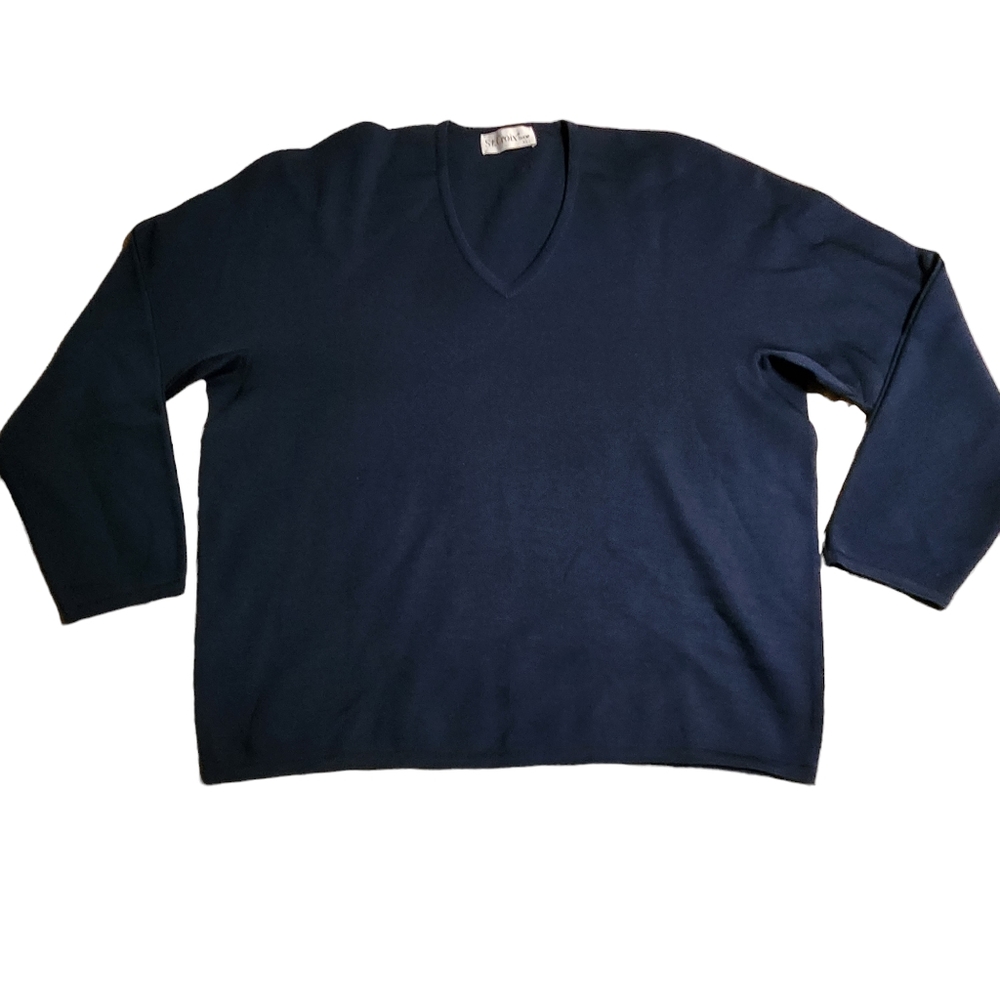 St. Croix Shop Men's Blue 100% Pure Wool Vneck Made in USA Sweatshirt XL E13 - Picture 1 of 7